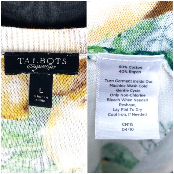 Talbots Lemon Fruit Gold Button Large Cardigan - Picture 6 of 6
